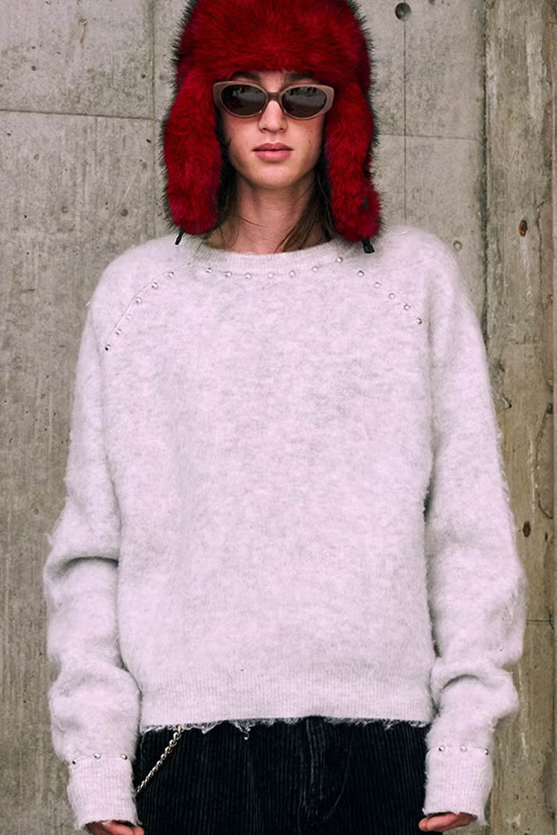 【予約商品】A Good Bad Influence ORIGINAL STUDSED MOHAIR KNIT - Grey