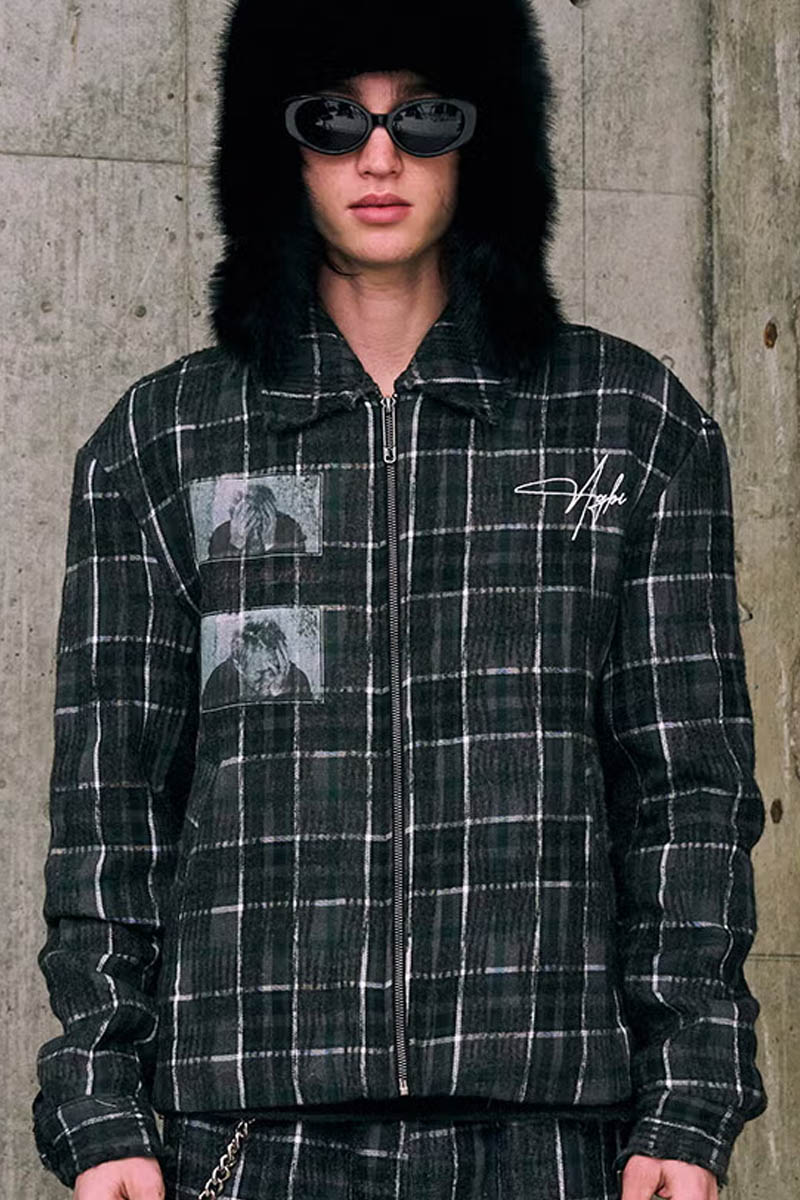 【予約商品】A Good Bad Influence INNER NOISE WOOL CHECKER SHIRT JACKET - Black