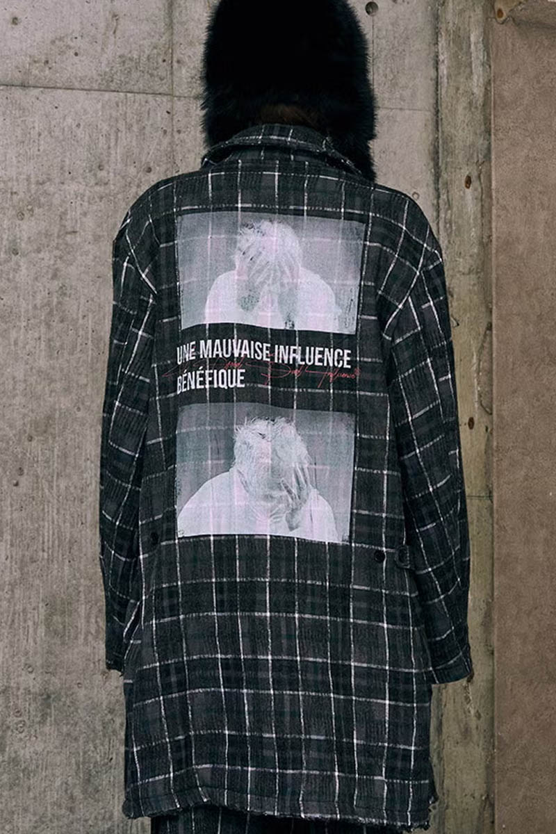 【予約商品】A Good Bad Influence INNER NOISE WOOL CHECKER LONG SHIRT JACKET - Black