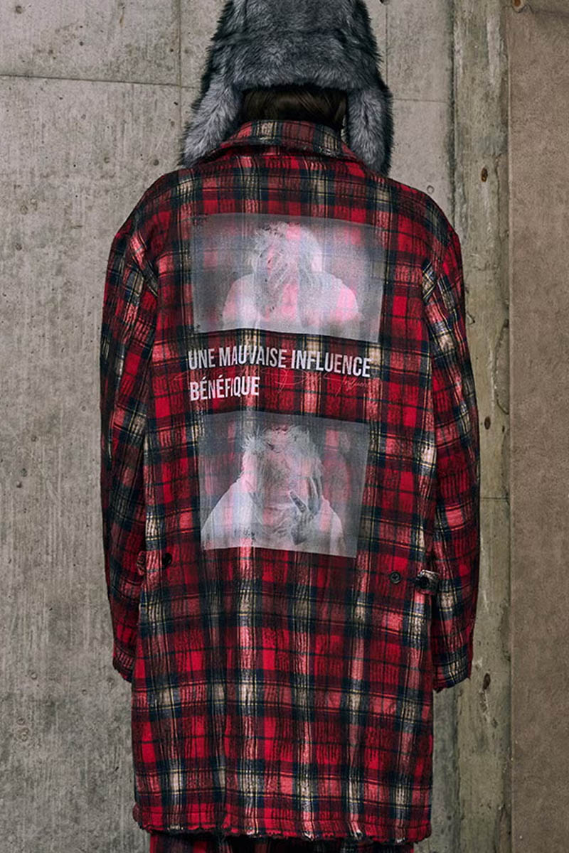 【予約商品】A Good Bad Influence INNER NOISE WOOL CHECKER LONG SHIRT JACKET - Red