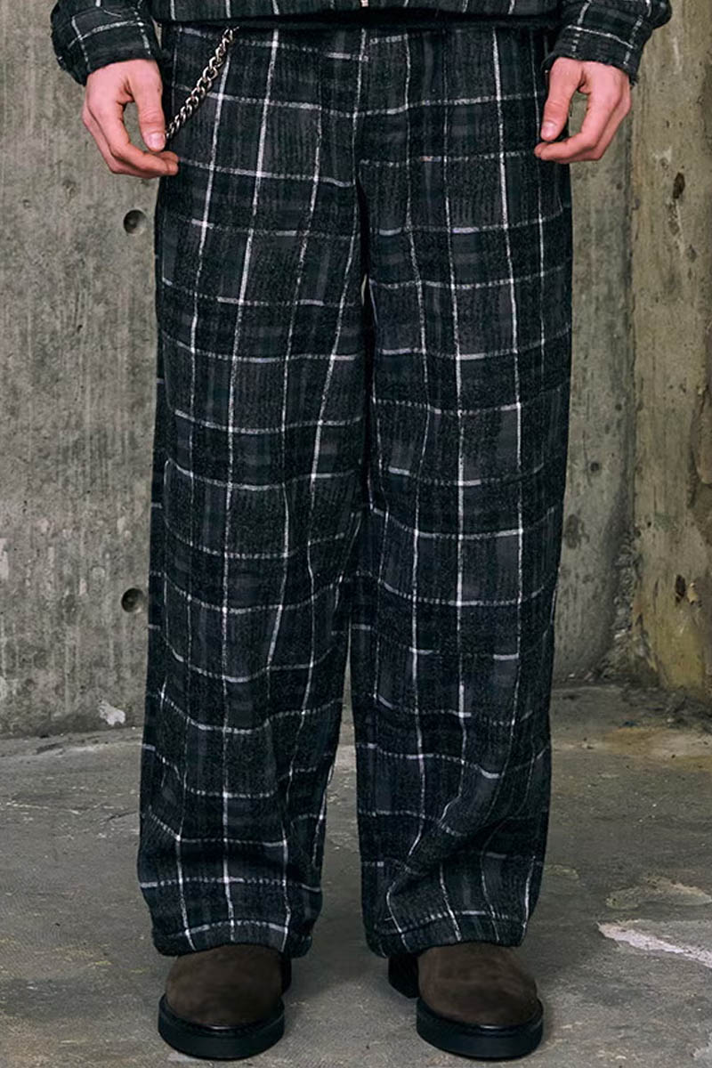 【予約商品】A Good Bad Influence INNER NOISE WOOL CHECKER PANTS - Black