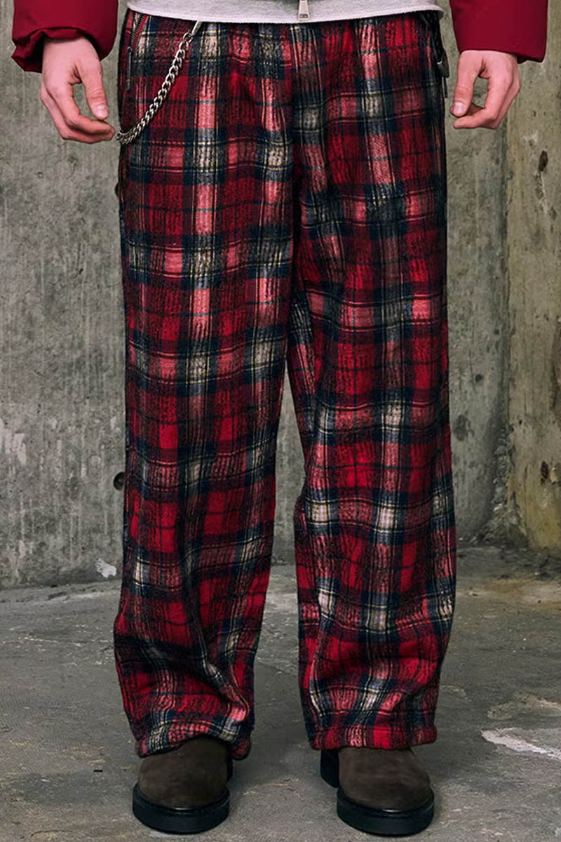 【予約商品】A Good Bad Influence INNER NOISE WOOL CHECKER PANTS - Red