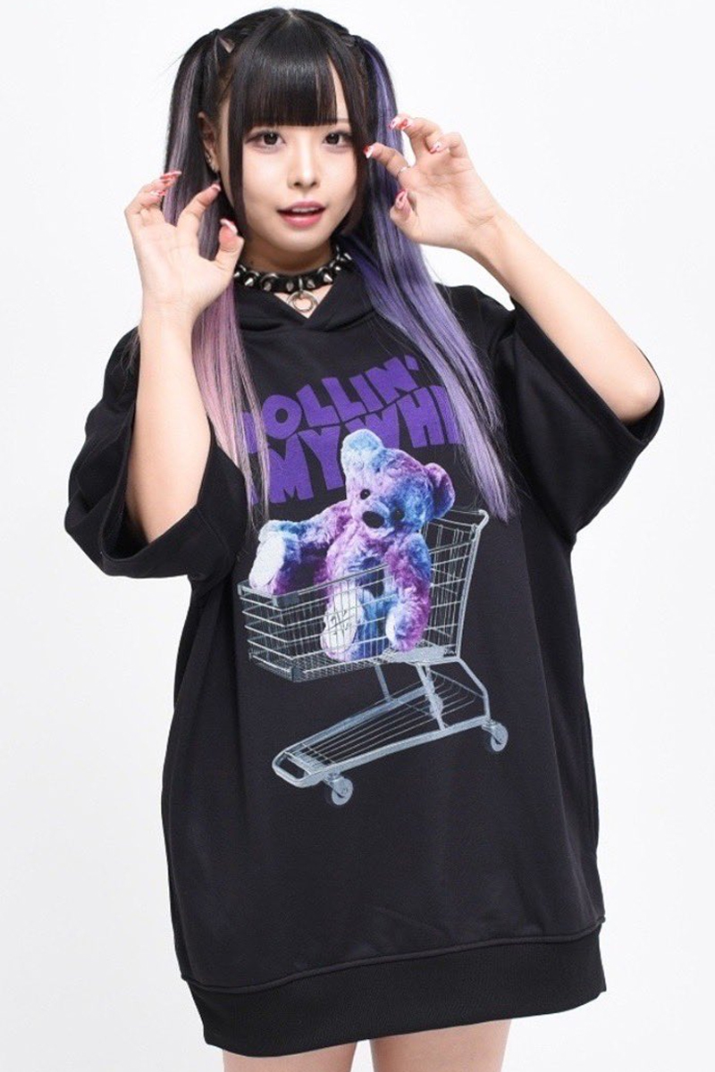 TRAVAS TOKYO【トラバストーキョー】Rollin’cart bear H/S hoodie Black