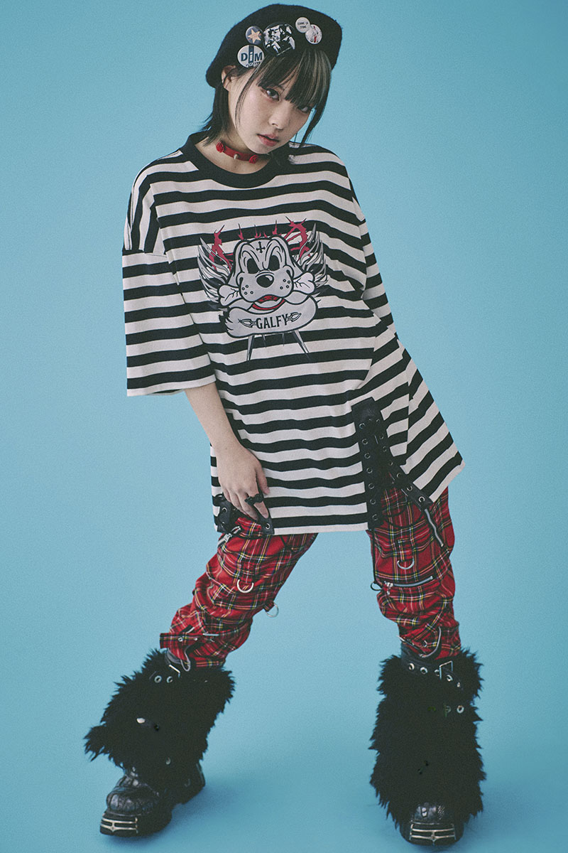 GALFY(ガルフィー) ゴリ厨二ボーダーTee WHITE BORDER / ロック