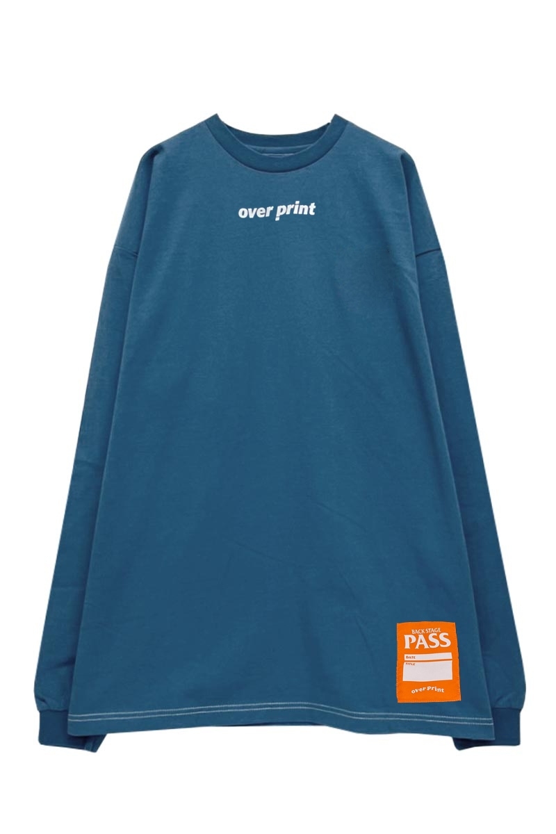 over print (オーバープリント) PASS name LS Tee (blue)