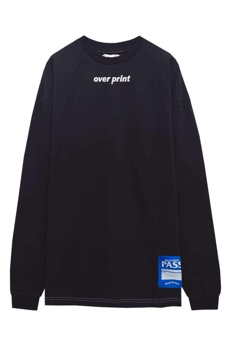 over print (オーバープリント) PASS name LS Tee (chacoal)