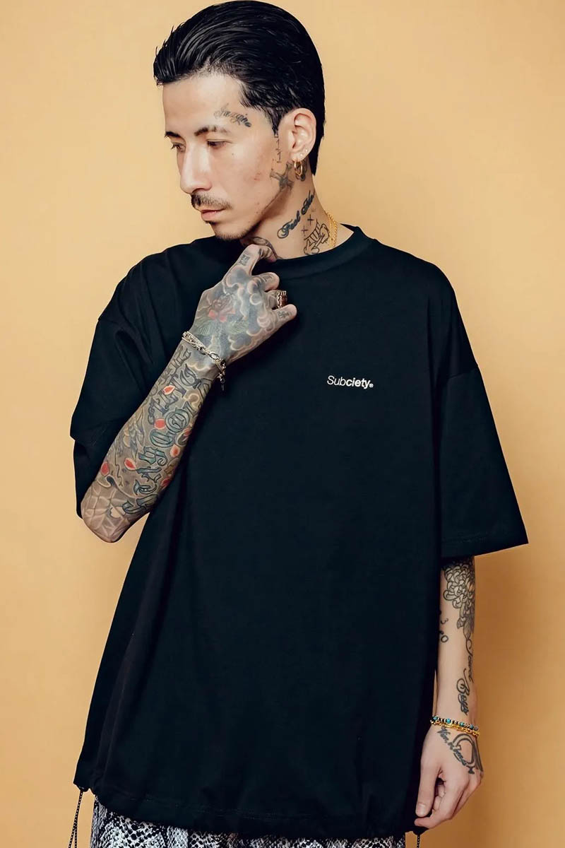 Subciety (サブサエティ) Drawstring tee - Black