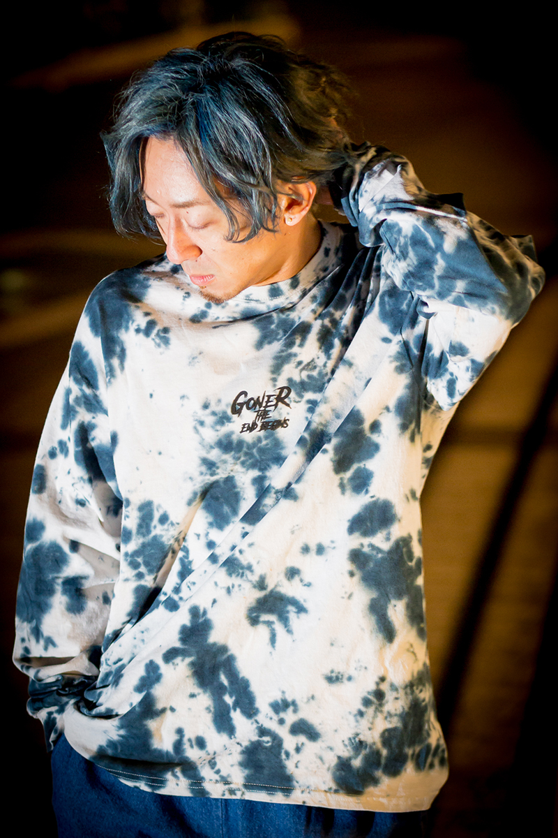 GoneR (ゴナー) GR32LS003 Tie-dye One Point Logo L/S T-Sirts White