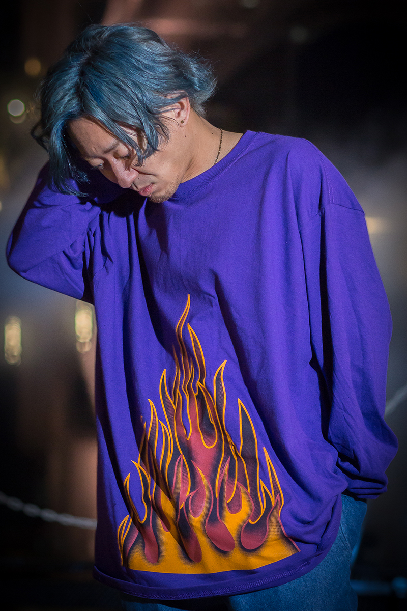 GoneR GR32LS002 Fire Pattern L/S T-Sirts Purple