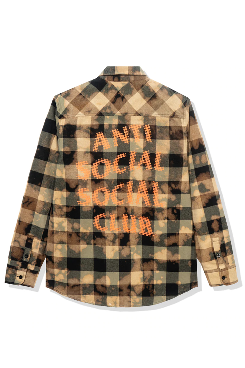 Anti Social Social Club Dialtone Olive Tie Dye Flannel