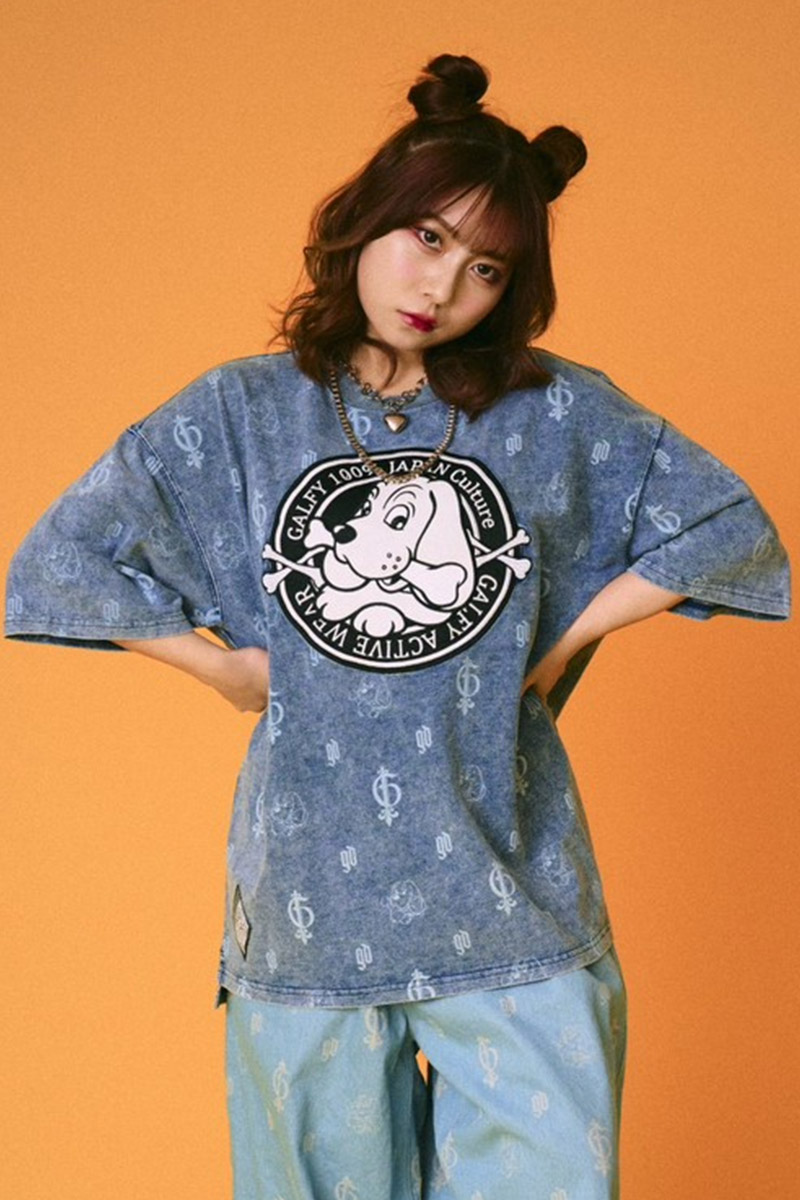 GALFY (ガルフィー) カットデニム紋紋 GALFY Tee L.INDIGO