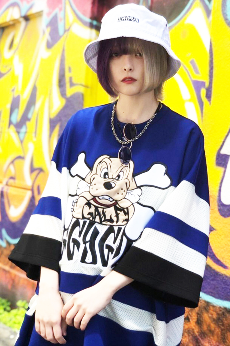 ロックファッション、バンドグッズのGEKIROCK CLOTHING / GALFY (ガルフィー) 二代目カラーギャング BIG Tee 青