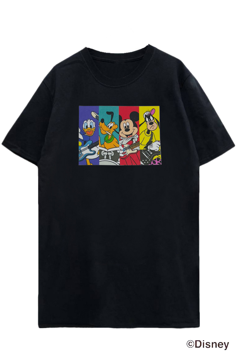 ロックファッション バンドグッズのgekirock Clothing Keytalk Disney Tシャツ 縦割り Black