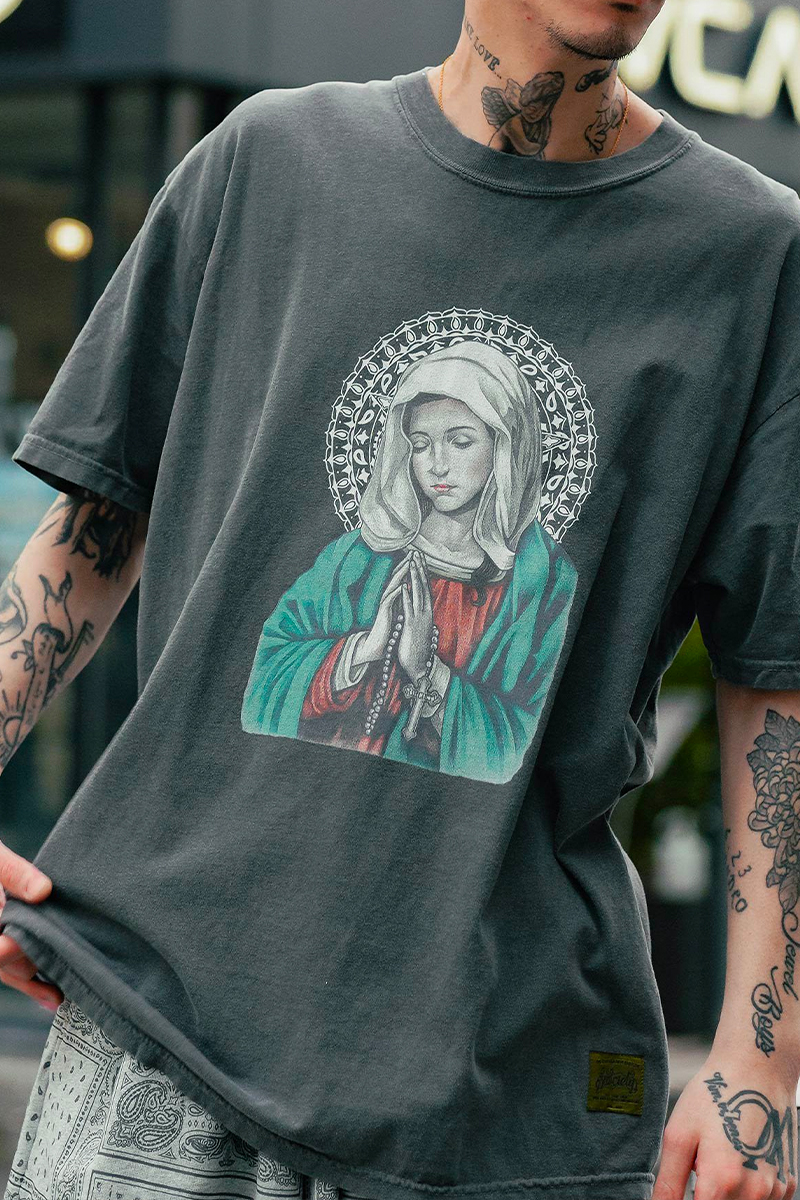 Subciety (サブサエティ) PRAYING MARIA TEE BLACK