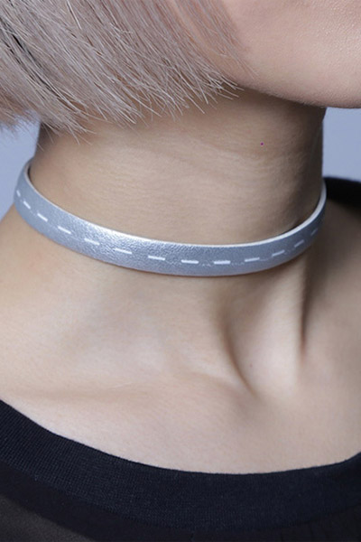 unclod FAKE LEATHER CHOKER [ SILVER ]