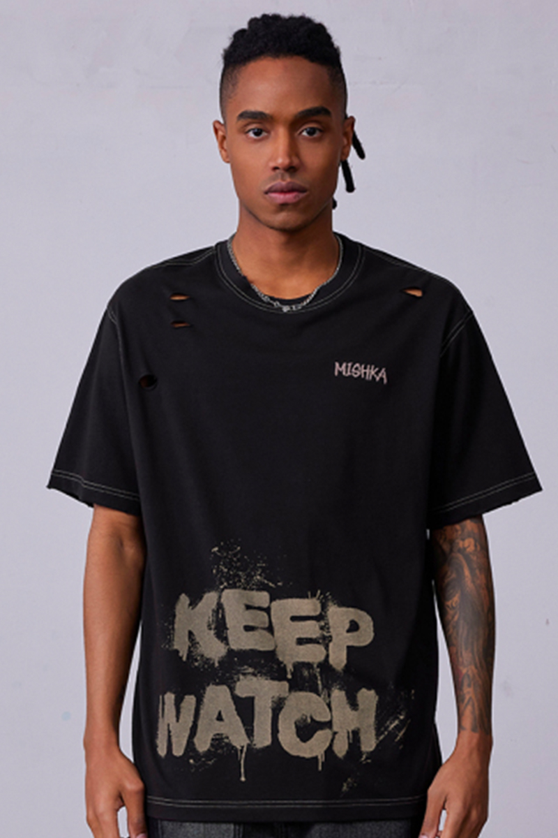 MISHKA (ミシカ) K.W DAMAGED TEE M21200001 BLACK