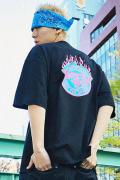 BAD BOY (バッドボーイ) FIREPATTERN LOGO PRINT Tee BLACK