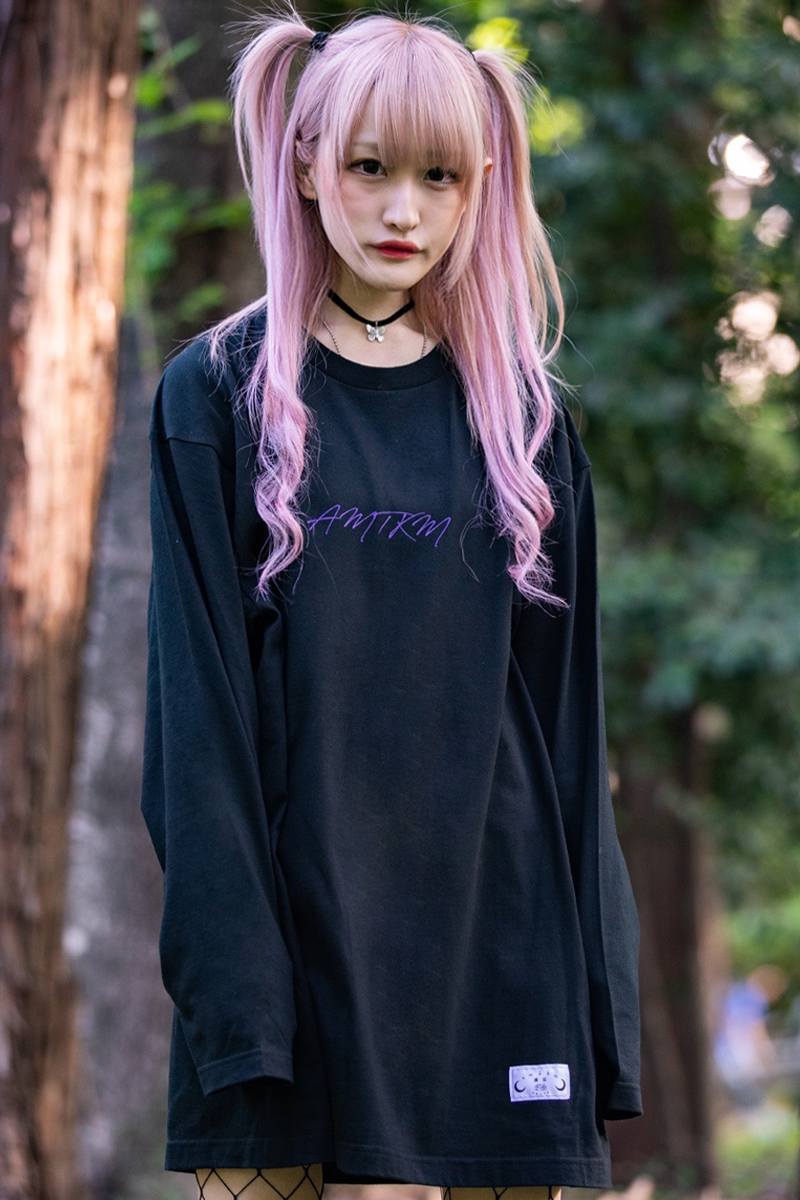 ロックファッション バンドグッズのgekirock Clothing アマツカミ 闇猫 Dark Cat L S T Shirts Black