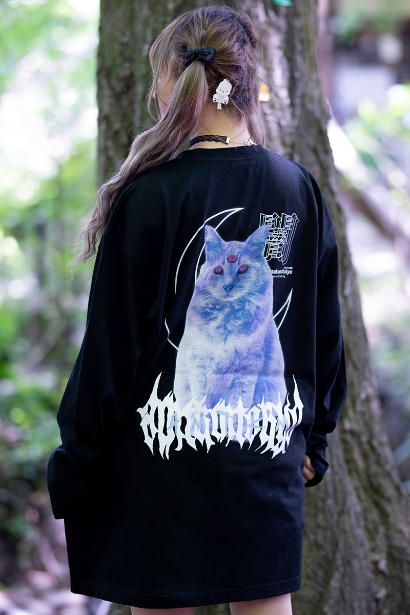 アマツカミ 闇猫/DARK CAT L/S T-shirts　BLUE