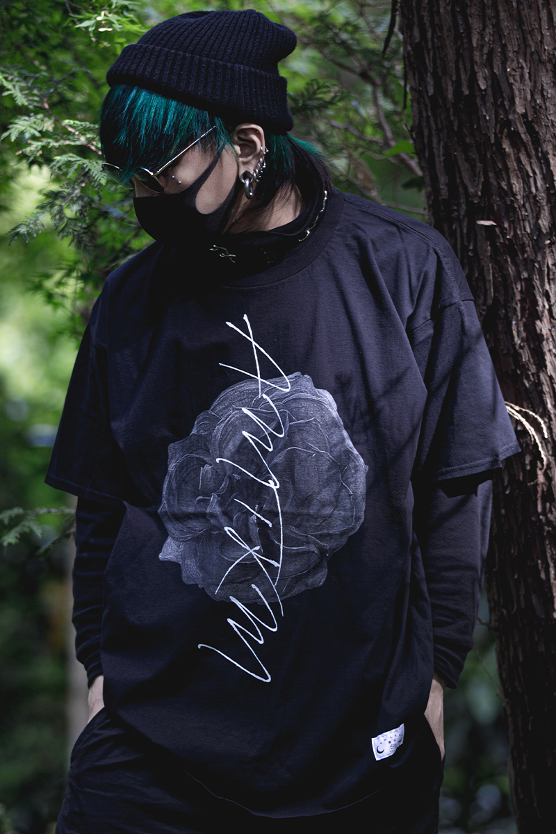 アマツカミ 枯花/DEAD FLOWER T-shirts BLACK