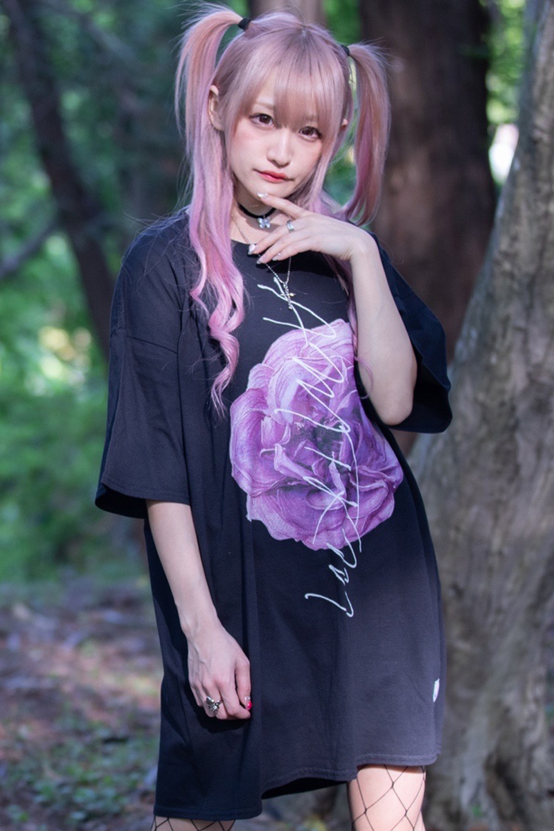 ロックファッション バンドグッズのgekirock Clothing アマツカミ 枯花 Dead Flower T Shirts Pink