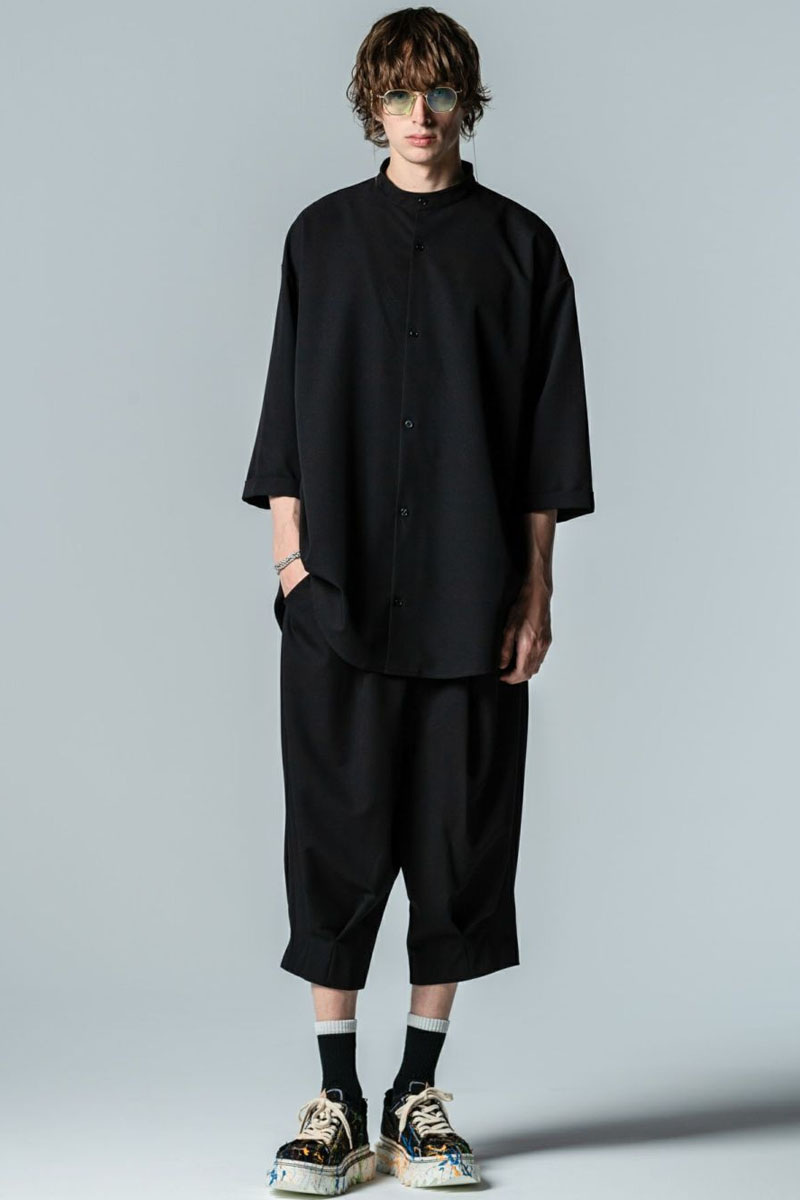 glamb (グラム) Stand Collar Monolith Shirt Set Up / スタンドカラーモノリスシャツセットアップ BLACK