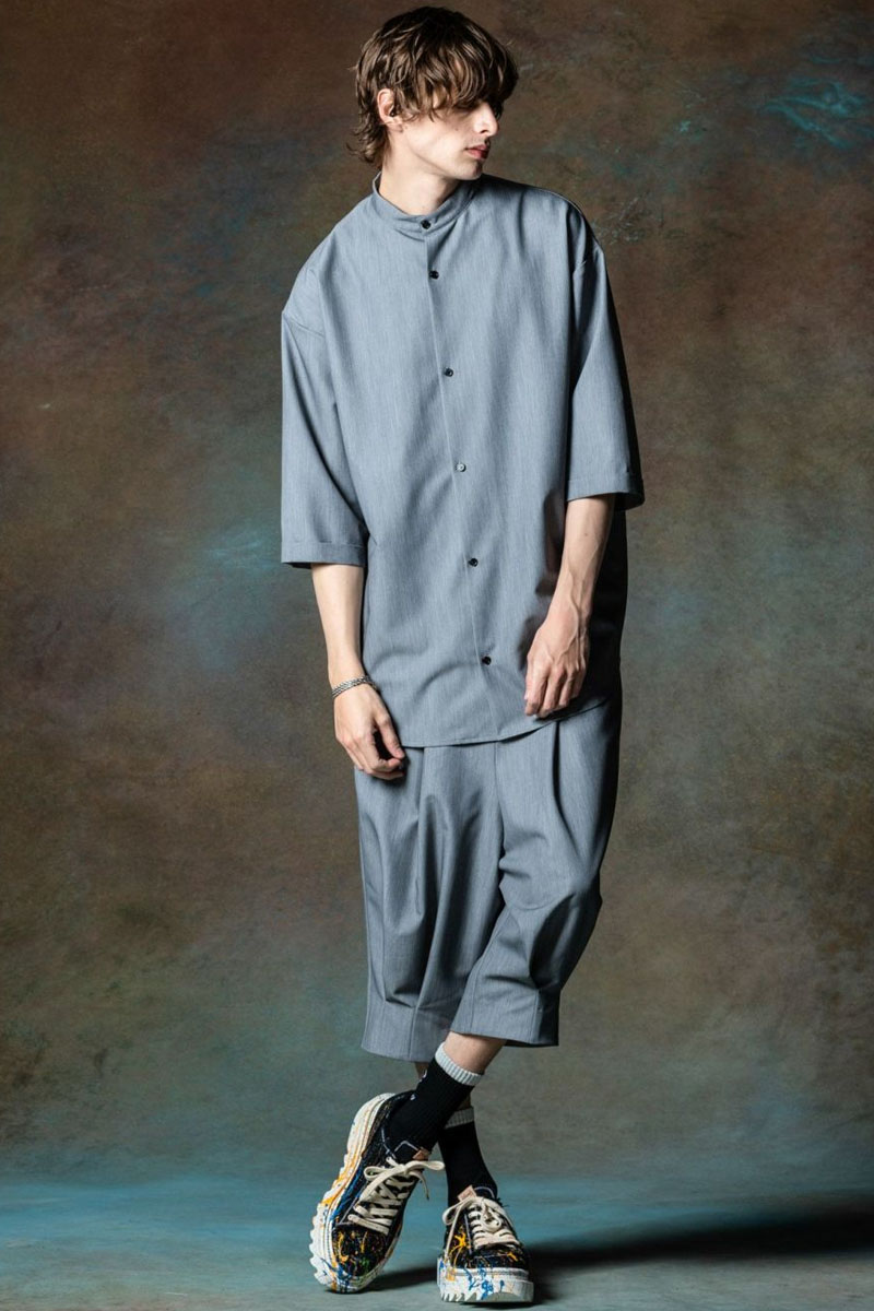 glamb (グラム) Stand Collar Monolith Shirt Set Up / スタンドカラーモノリスシャツセットアップ GRAY