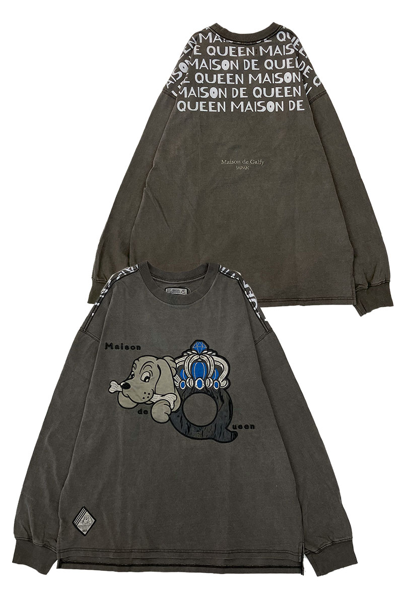 【予約商品】Maison de Queen×GALFY×GEKIROCK CLOTHINGコラボ・ロンT-Black