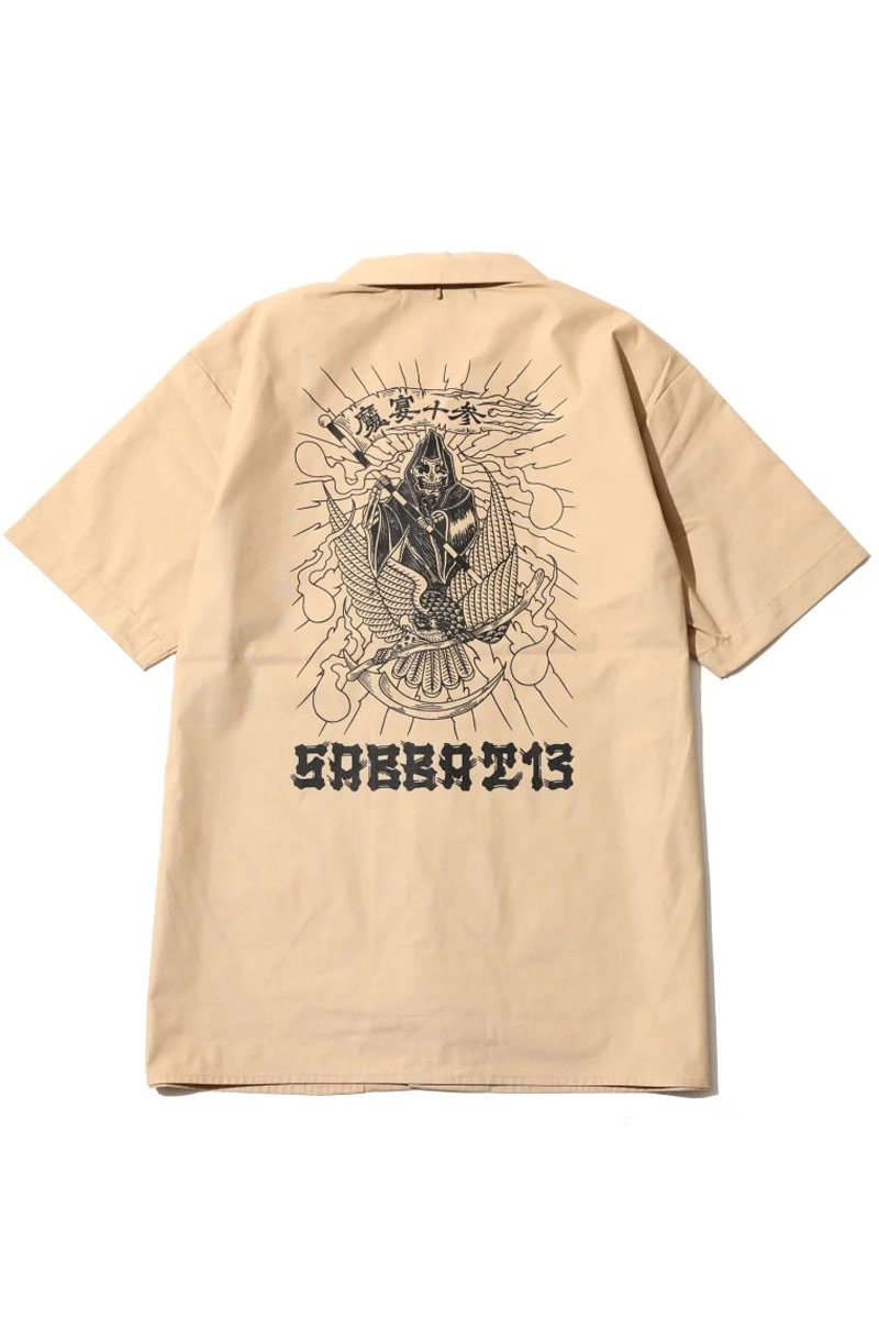 SABBAT13(サバトサーティーン) DEATH HAWK S/S SHIRTS BEIGE