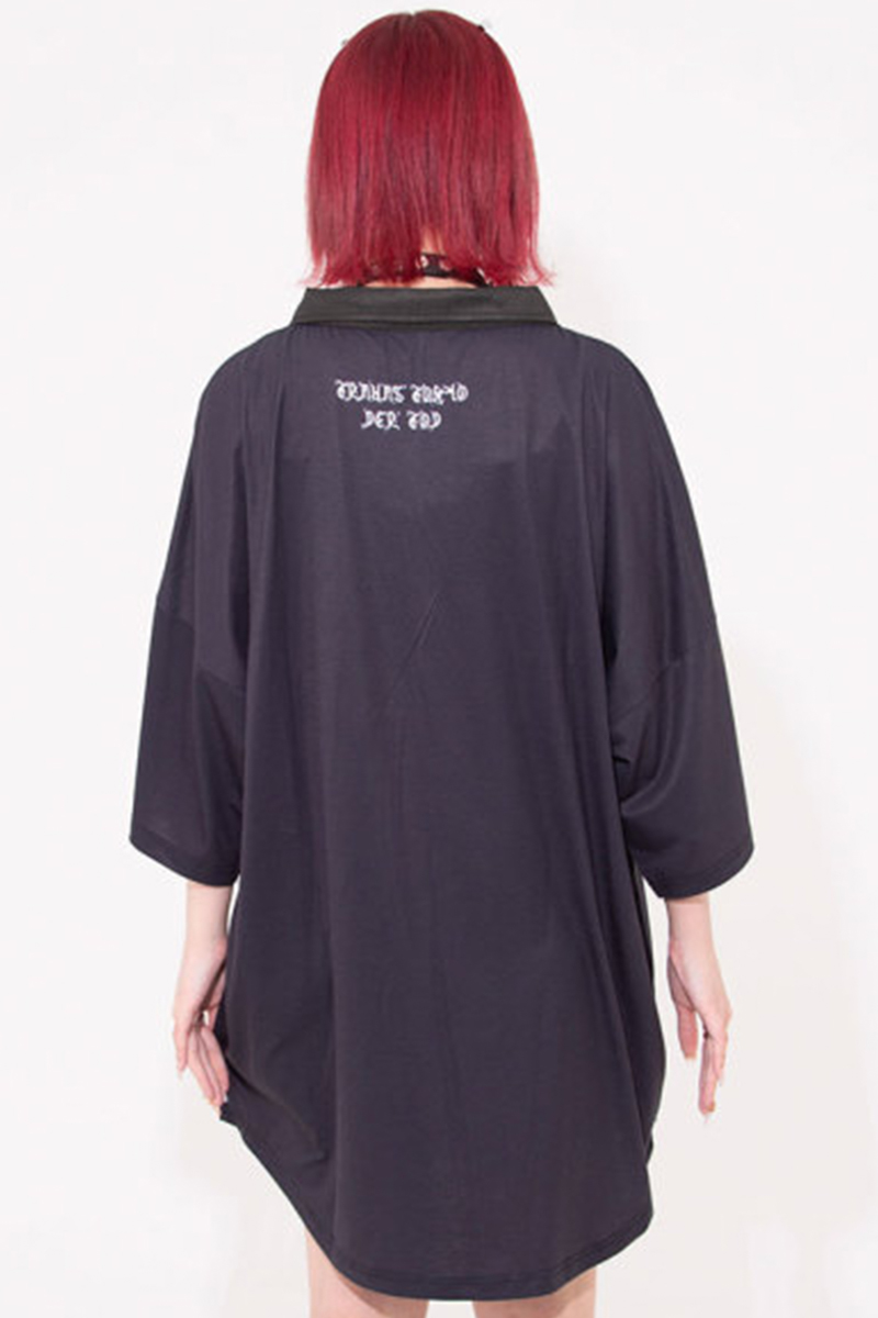 TRAVAS TOKYO 安全ピン衿付きラウンドビッグネコTシャツ BLACK
