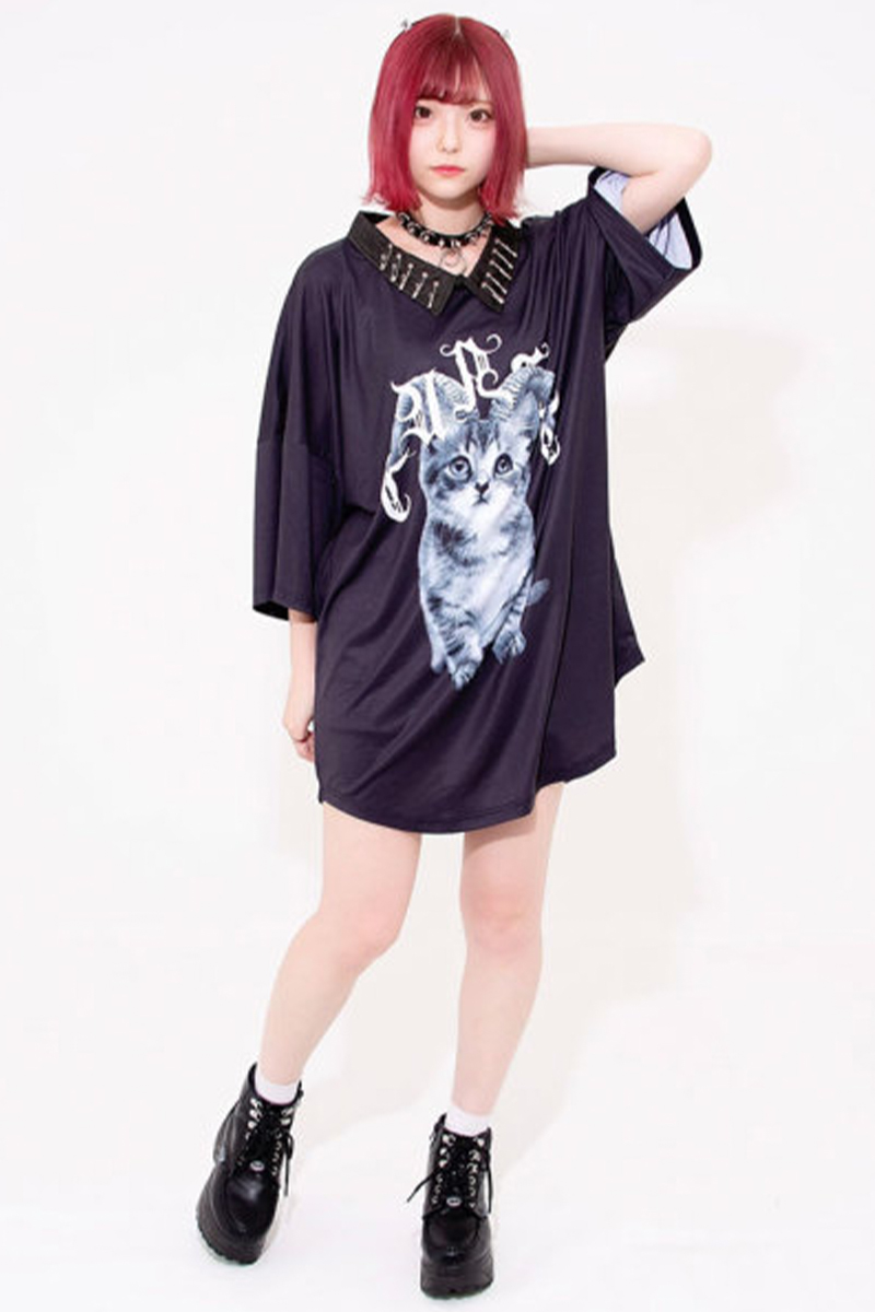 travas tokyo 猫 ネコ キャット デビル 悪魔 ビッグ Tシャツ