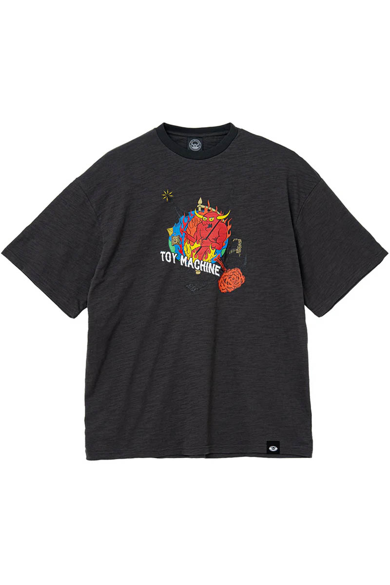 TOY MACHINE (トイ・マシーン) AC GLOBE SLUB YARN SS TEE - Black