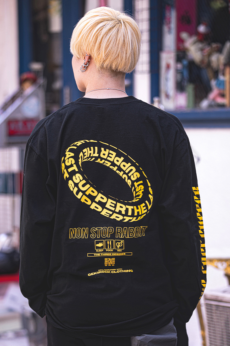 豪奢な Rabbit×GEKIROCK Stop Non CLOTHING YELLOW コラボ・ロンT アイドル
