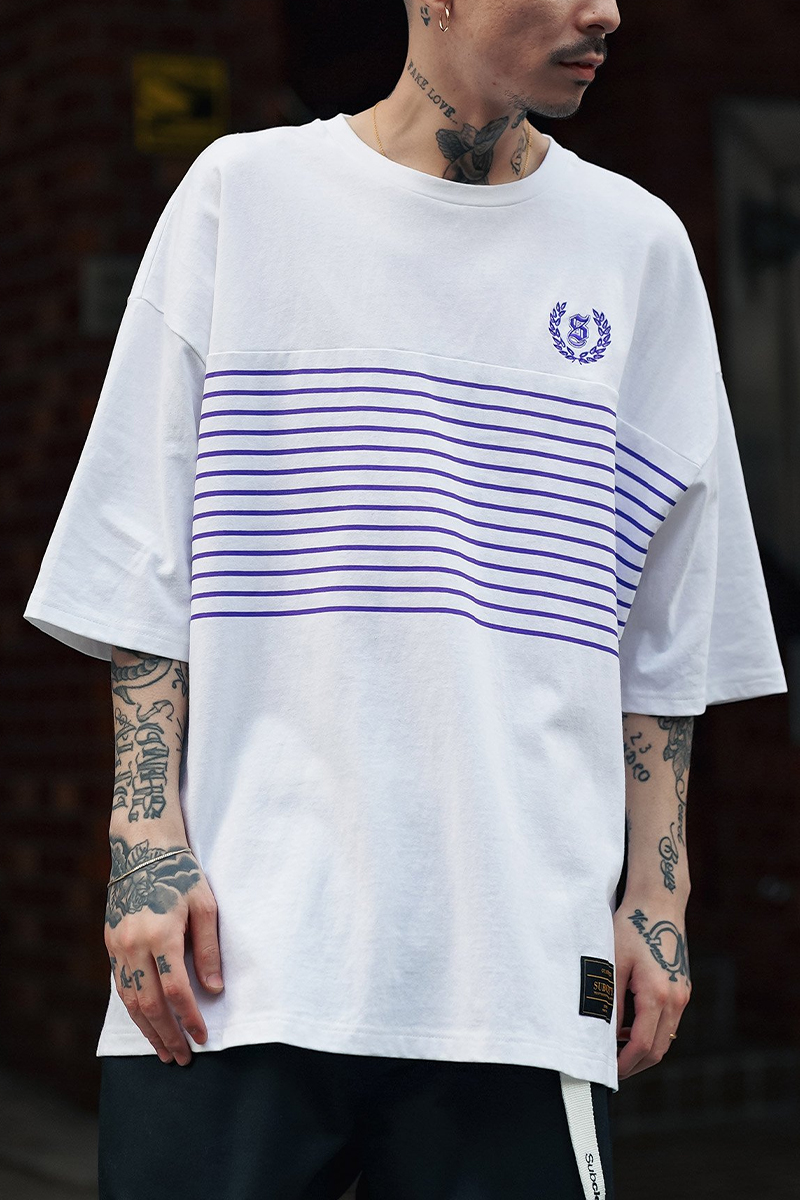 Subciety (サブサエティ) WIDE BORDER TEE WHITE