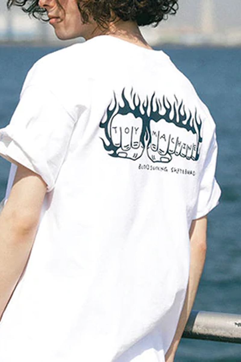 TOY MACHINE (トイマシーン) FLAME FIST EMBROIDERY SS TEE - WHITE