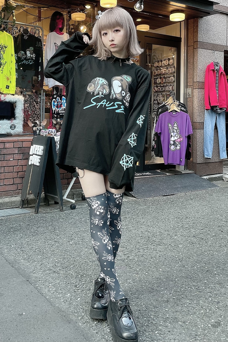 HYPER CORE SAUSE ロングスリーブTシャツ BLACK×GREEN / ロック
