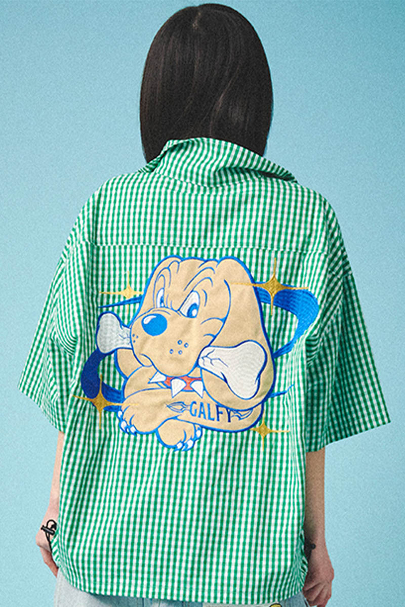 GALFY (ガルフィー) 宇宙犬半袖チェック アノラック - Green