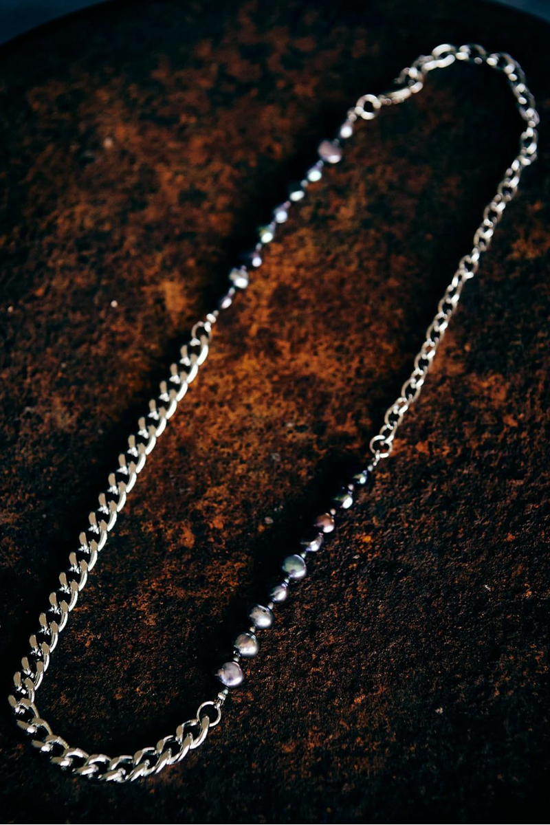 glamb (グラム)GB0223/AC19 : Black Pearl Chain Necklace / ブラックパールチェーンネックレス - Silver