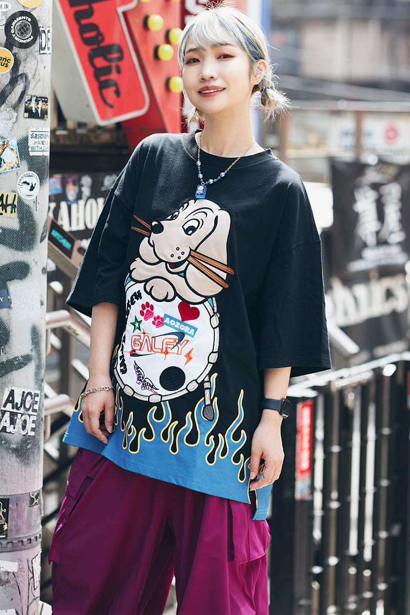青空フミ×GALFY×ゲキクロ コラボTシャツ BLACK / ロック 青空フミ×GALFY×ゲキクロ コラボTシャツ BLACK / ロック