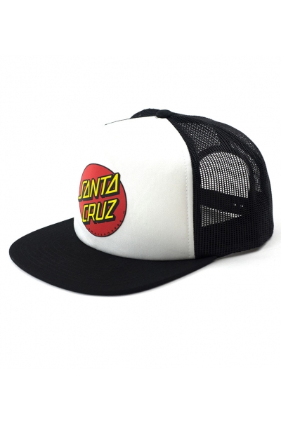 SANTA CRUZ CLASSIC DOT HIGH PROFILE MESH TRUCKER HATS BLACK/WHITE