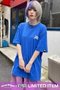 over print(オーバープリント) × GEKIROCK CLOTHING EMB logo Aurora Patchwork Tee BLUE