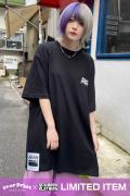 over print(オーバープリント) × GEKIROCK CLOTHING EMB logo Aurora Patchwork Tee BLACK