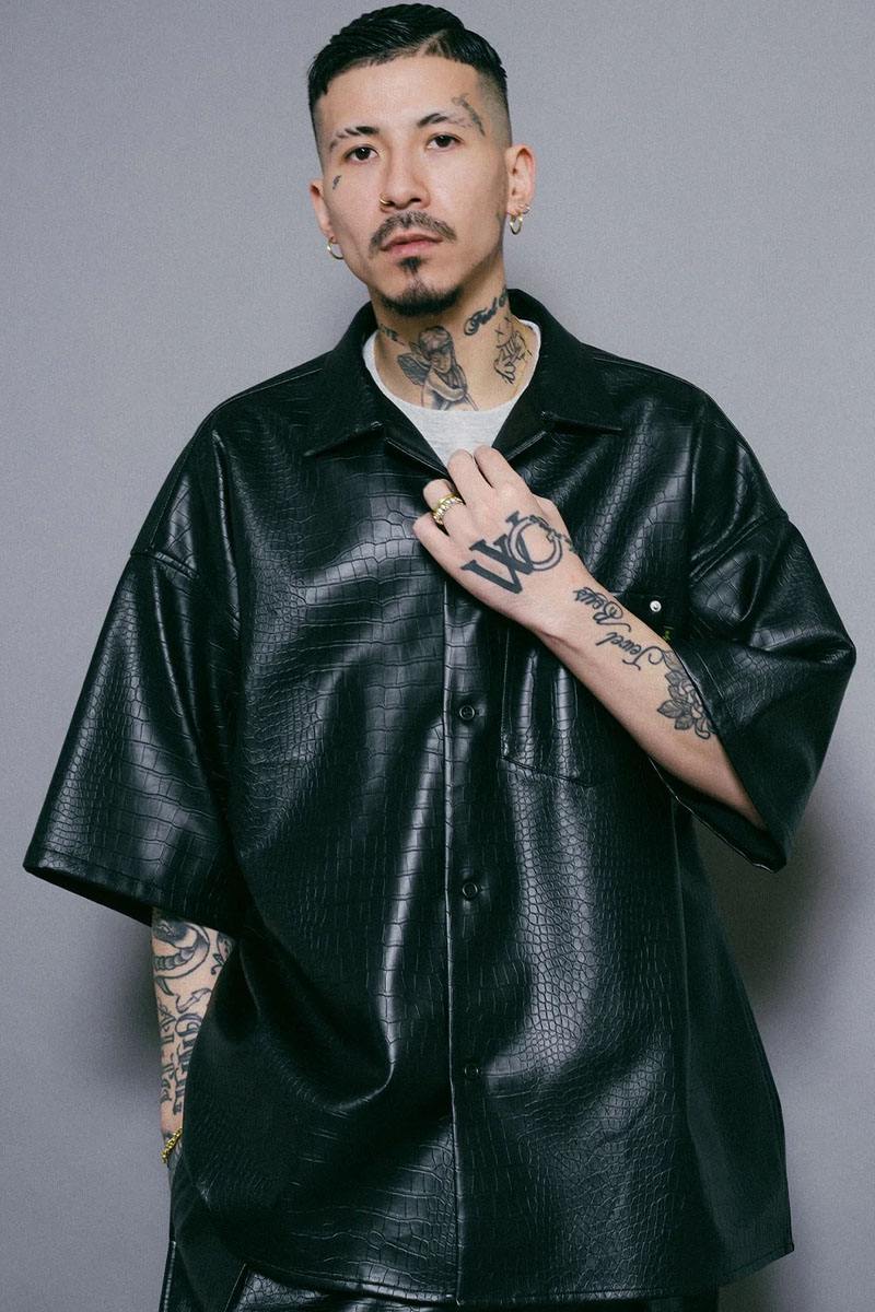 Subciety(サブサエティ) CROCODILE SHIRT BLACK