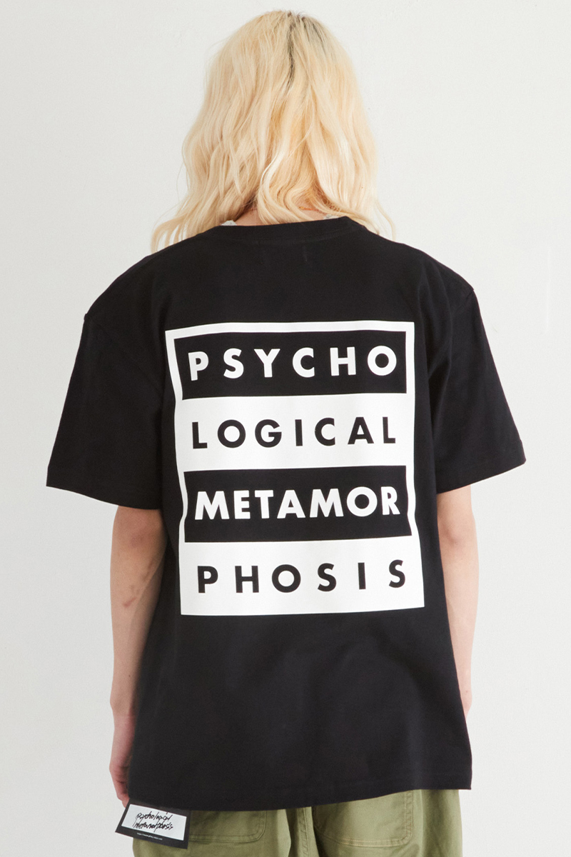 PSYCHOLOGICAL METAMORPHOSIS BOX LOGO TEE BLACK