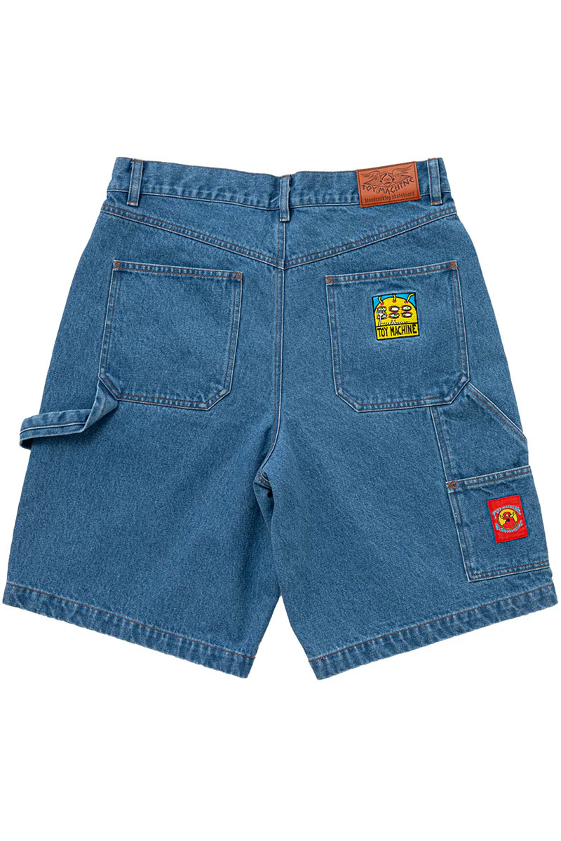 TOY MACHINE (トイマシーン) TRANSMISSIONATOR DENIM WIDE SHORTS MEDIUM WASH