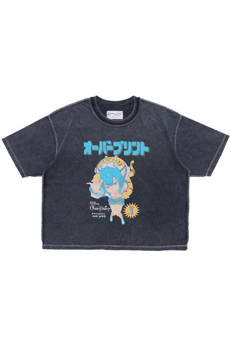 over print (オーバー・プリント) MAGAZINE pigment Tee - Chacoal