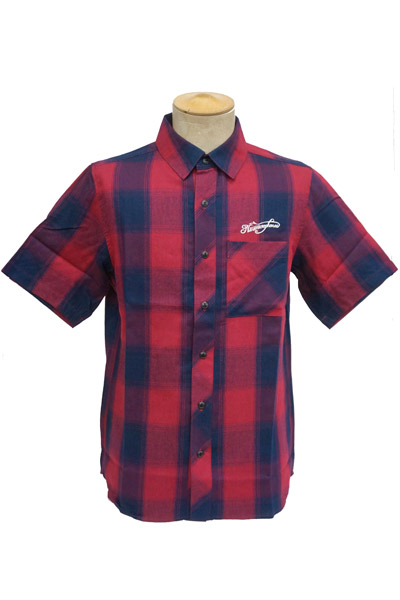 NineMicrophones CHECK SHIRT S/S-Comrade- - RED
