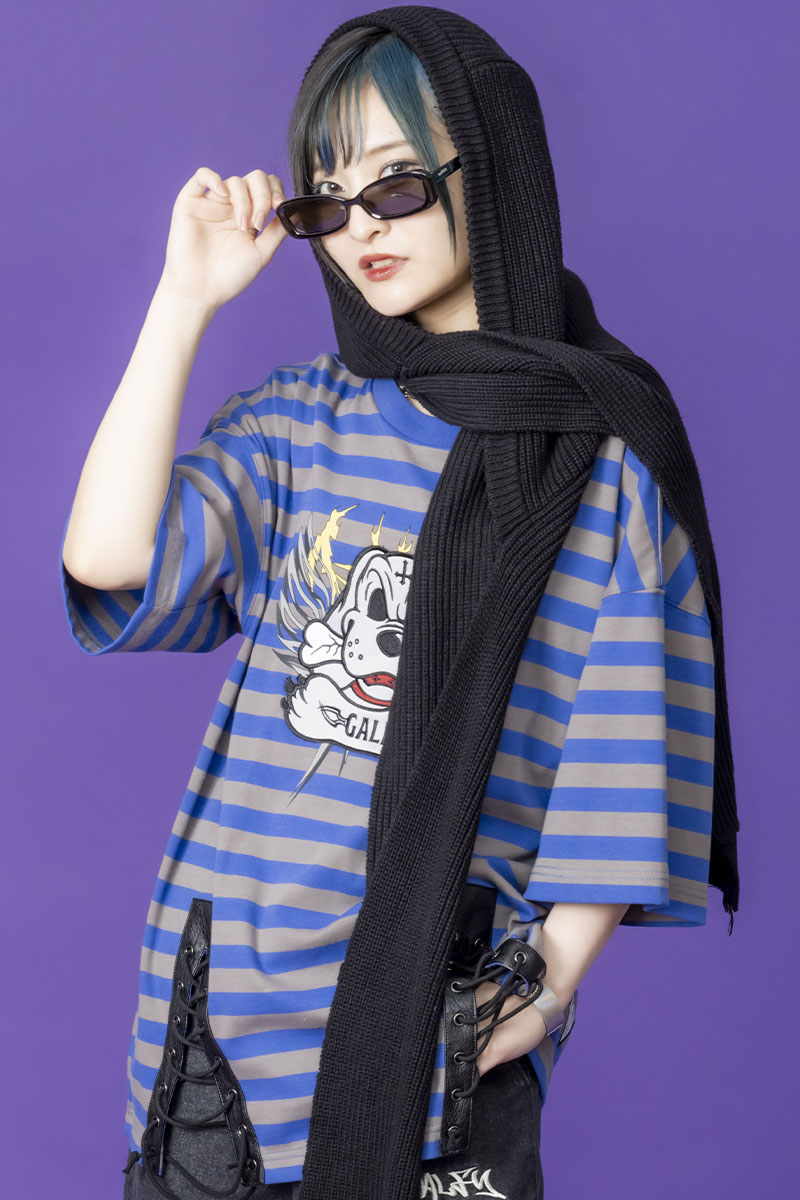 GALFY(ガルフィー) ゴリ厨二ボーダーTee BLUE BORDER