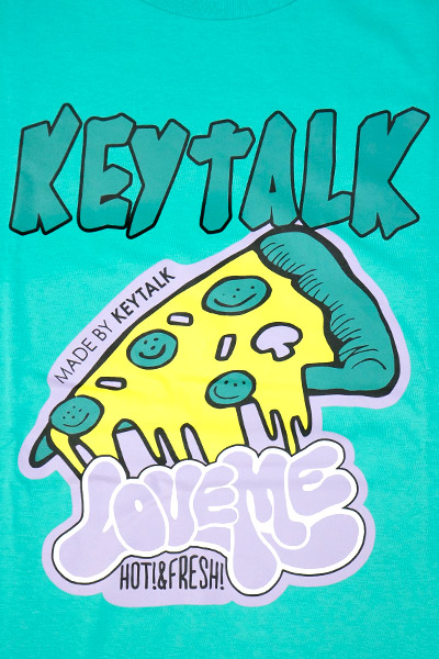ロックファッション バンドグッズのgekirock Clothing Keytalk Pizza T Shirt Green ロックファッション バンドグッズのgekirock Clothing Keytalk Pizza T Shirt Green
