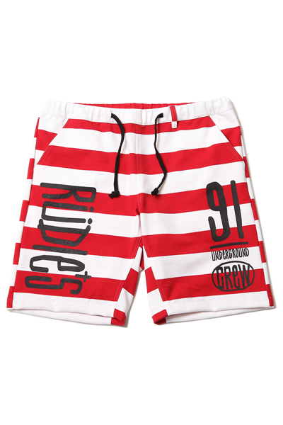 RUDIE'S 85003 DRAWING BORDER SHORTS RED/WHITE
